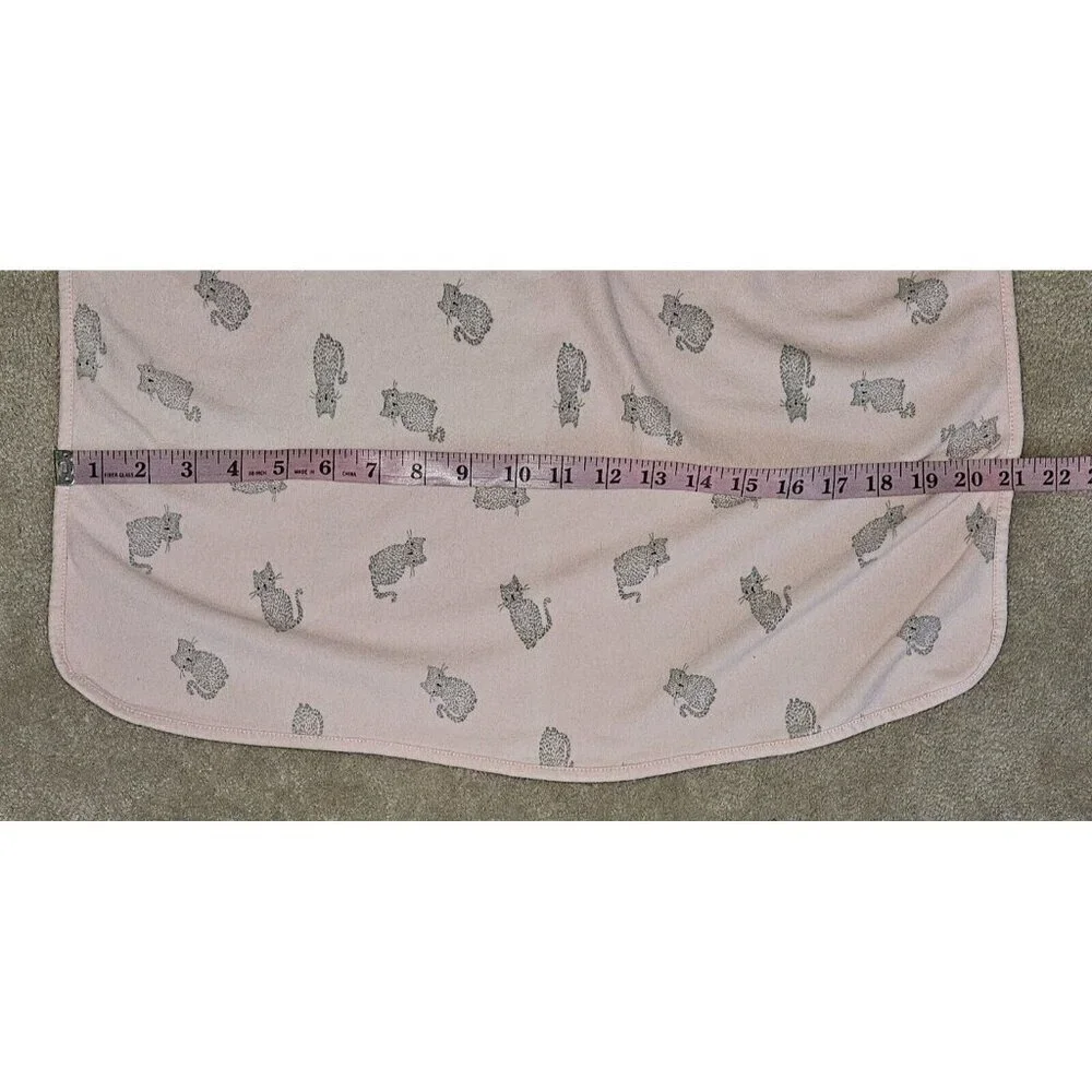 Rene Rofe Baby Pink Gray Kitty Cat Receiving Blanket 100% Cotton 21x32 READ Flaw
